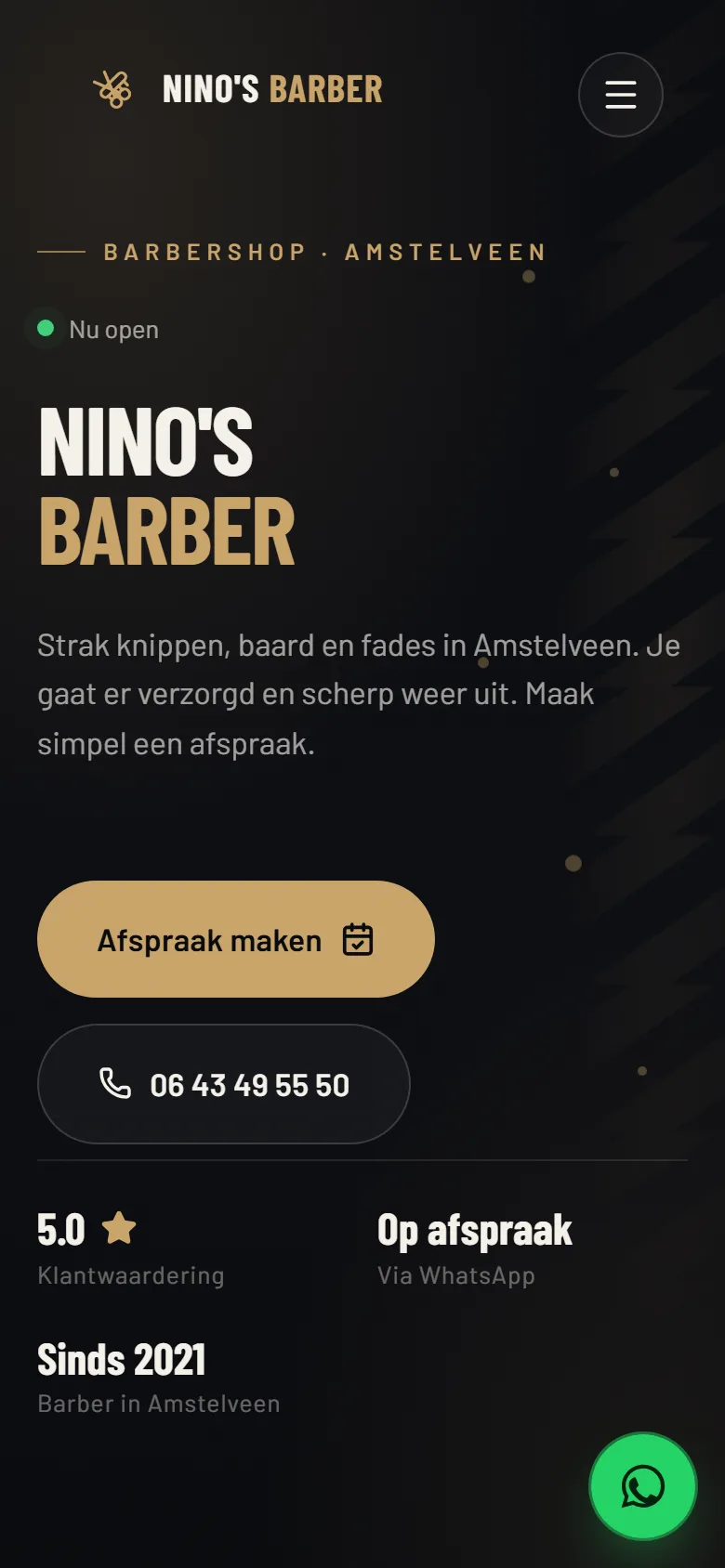 Nino’s Barber op een telefoon